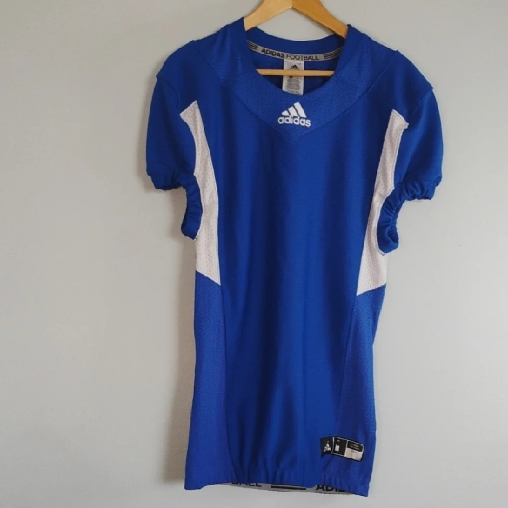 Adidas Football Blue White Performance Jersey Athletic Sporty Activewear Size M